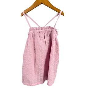STEM Pink Seersucker Sleeveless Tank Top Elastic Strap Girls Size 5 New